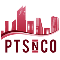 a red and white logo with a wavy shape